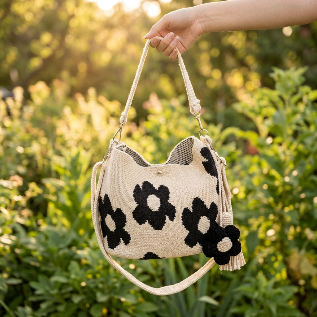 Toby's Handmade Crochet Flower Bag