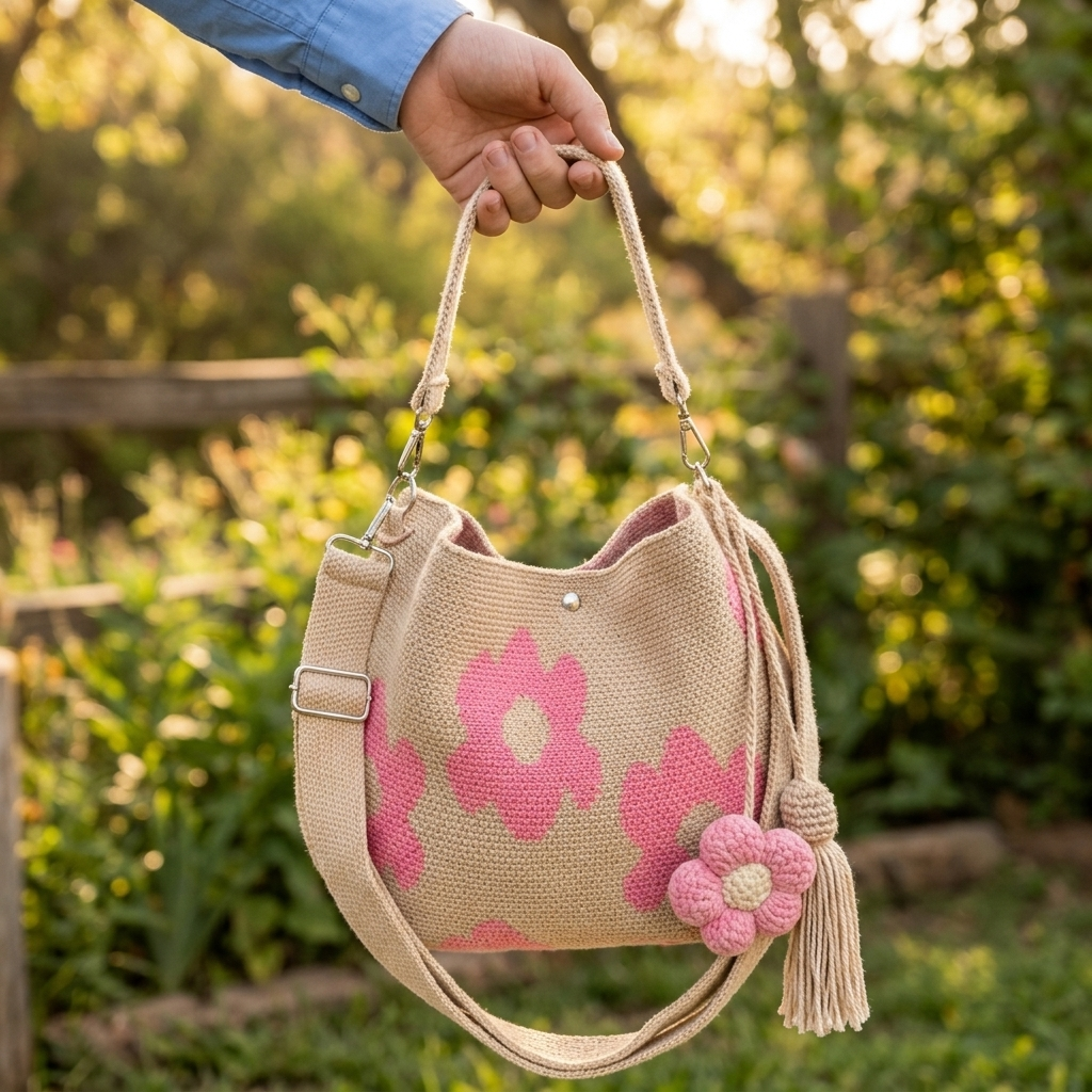 Toby's Handmade Crochet Flower Bag