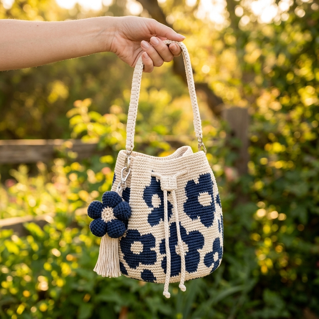 Toby's Handmade Crochet Flower Bag