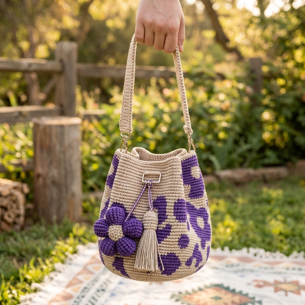 Toby's Handmade Crochet Flower Bag